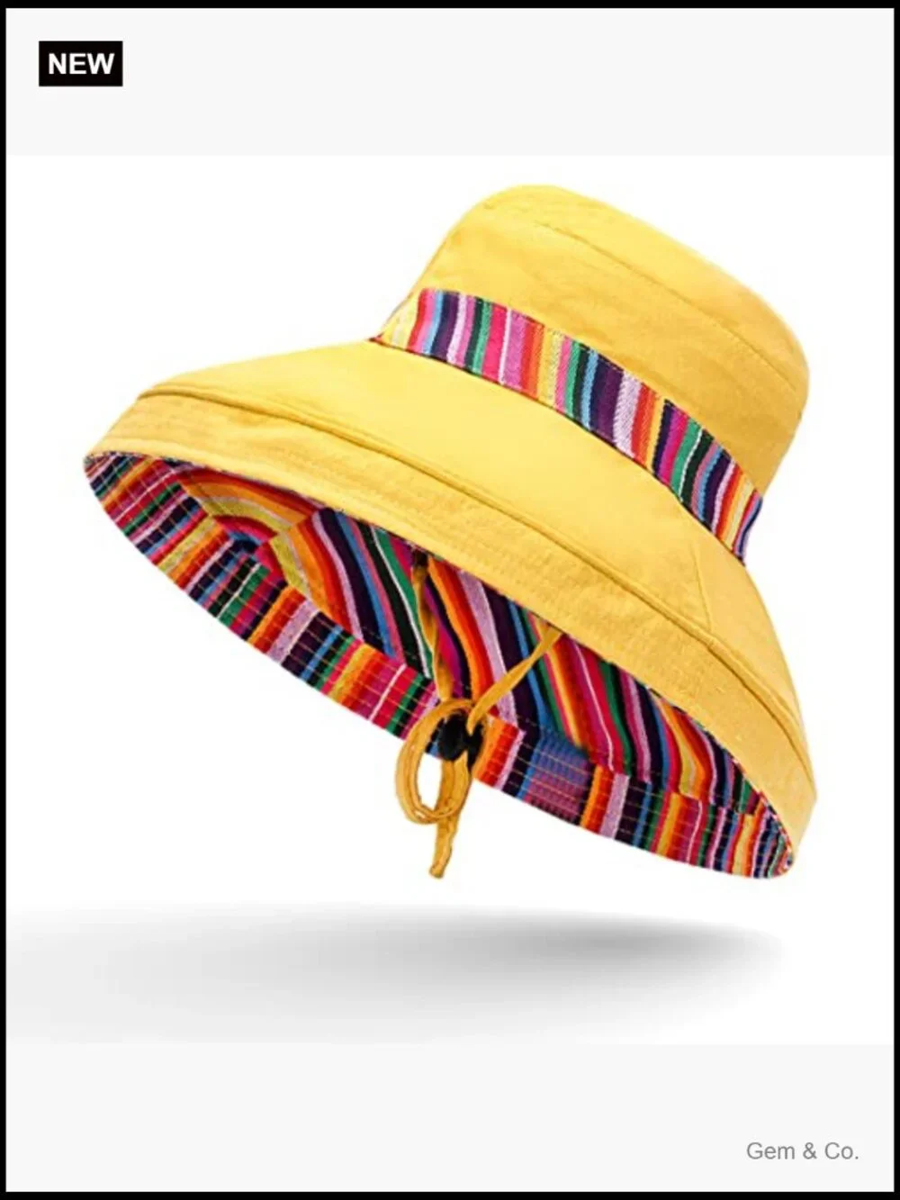 Wide Brim Sun Hat UPF 50+ Wired Edge Adjustable Chin Strap Packable